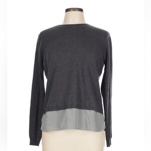 Peserico Charcoal and Light Gray Long Sleeve Top IT 48 / 12